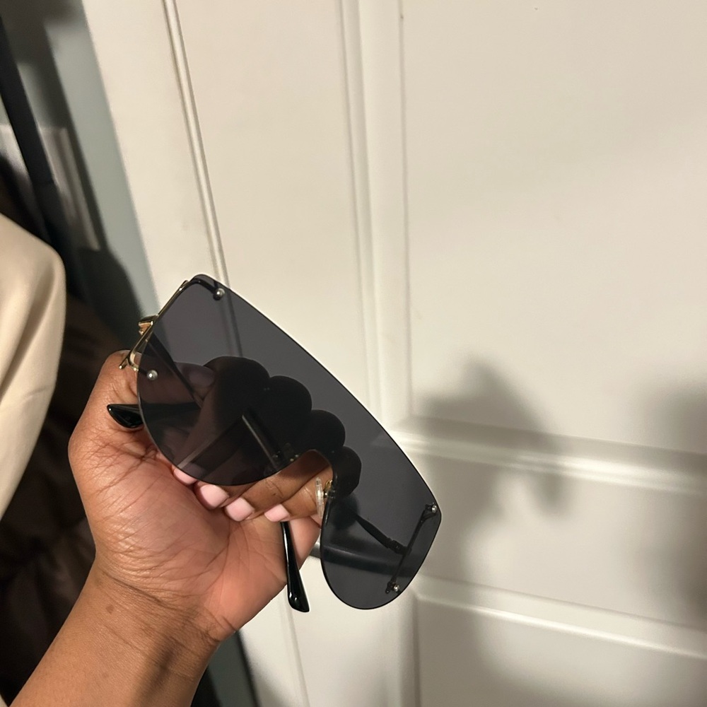 Oversized Shield Sunglasses - Black Lens